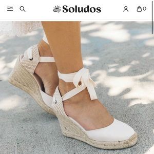 Soludos Classic Wedge, White Cream Blush Size 8